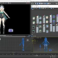 Game Movie Character With Blue White Hair Green Outfit Holding Golden Sword Purple Accessory