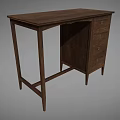 Classic Wooden Writing Desk With Four Drawers And Round Knobs Structure 3d model