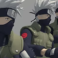 Game Anime Character With White Hair Headband Green Vest And Multiple Action Poses