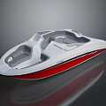 Sleek White and Red Motorboat with Open Cockpit and Gray Seats Design
