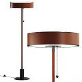 Modern Minimalist Table Lamp With Brown Round Shade And Wooden Stand