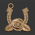 Elegant Golden Horseshoe Shaped Apparel Accessory Featuring Shiny Rose Design