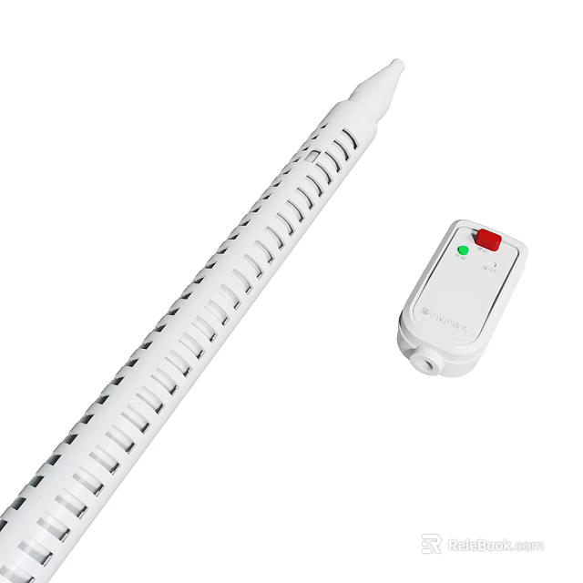 White Long Heating Rod Device With Remote Control And Red Button 3d model