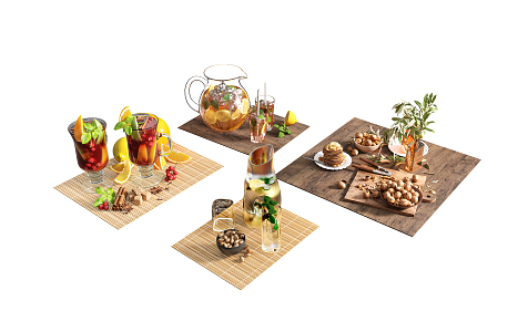 Modern food accessories combination 3d model