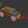 Old Fashioned Wooden Wagon With Four Wheels And Wooden Seat Carriage Structure