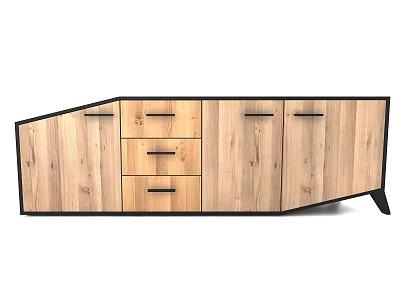 Modern Wooden Console Side Cabinet With Drawers And Storage Doors Design 3d model