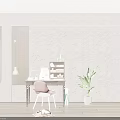 Stylish Study Desk Setup With Wooden Table Chair Lamp Storage Shelf Wall Decor And Plant