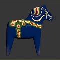 Blue Horse Doll With Colorful Decorative Patterns On Body And Intricate Details