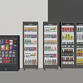 Glass Door Refrigerators and Freezers Filled with Canned Bottled Drinks for Commercial