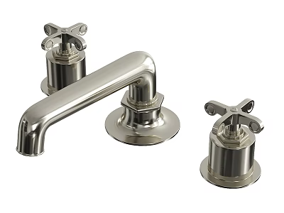 Chrome Plated Widespread Faucet with Two Cross Handles and Classic Design for Bathroom 3d model