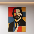 Abstract Portrait Painting With Colorful Square Background And Suit Tie Design