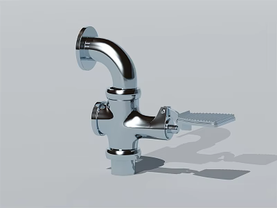 Foot Operated Stainless Steel Faucet With Polished Chrome Finish Design 3d model