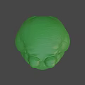 Cute Green Frog Game Film Character With Round Body And Closed Eyes