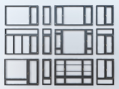 Modern casement window doors and windows broken bridge aluminum plastic steel doors and windows 3d model