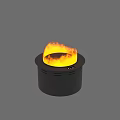 Modern Black Freestanding Fireplace With Bright Flames Burning And Ventilated Base Design