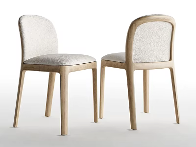 Light Colored Dining Chairs With Wooden Frame And Upholstered Seat Backrest 3d model