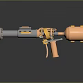 Gray And Copper Heavy Weapon Design With Multi Port Muzzle And Yellow Grip