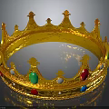 Household Decorative Golden Crown Adorned With Colorful Gemstones And Spires