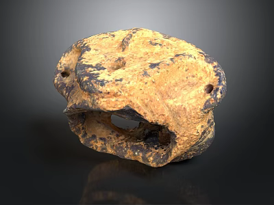 Naturally Formed Brown Stone With Irregular Holes Black Spots And Textured Surface 3d model