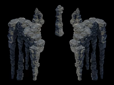Natural Stone And Wood Architectural Structures With Textured Design Elements 3d model