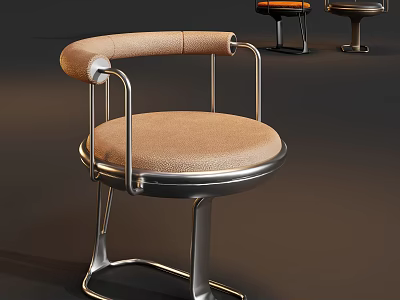 Modern Round Upholstered Single Chair With Polished Metal Frame For Luxury Contemporary Home Lounge Space 3d model