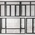 Various Modern Window Designs With Black Frames And Clear Glass Panels 3d model