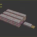 Stacked Wooden Stone Blocks With Blue Surfaces And Single Small Separate Piece
