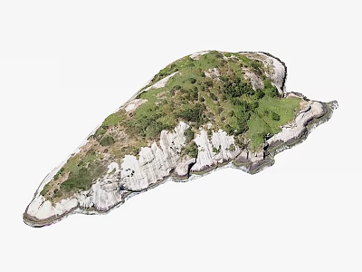 Scenic Rocky Island Landscape With Lush Green Vegetation And Natural Rock Formations 3d model