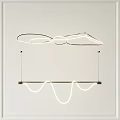 Modern Circular And Curved Hanging Chandelier With LED Lighting And Metal Frame For Minimalist Interior