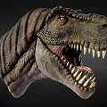 Detailed Tyrannosaurus Rex Head Model With Open Mouth Sharp Teeth And Textured Skin