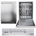 Stainless Steel Dishwashers Modern Kitchen Appliances With Visible Interior Racks And Units
