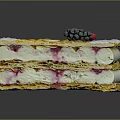 Tasty Layered Puff Pastry Dessert with Cream Filling and Fresh Strawberry Blackberry Topping