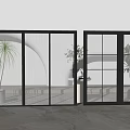 Modern Interior Glass Sliding Doors With Transparent And Grid Panel Design 3d model