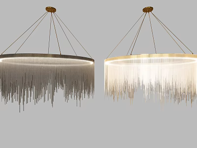 Modern Crystal Chandelier With Gold Silver Frame And Hanging Crystal Strands 3d model