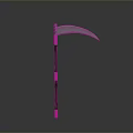 Traditional Handheld Scythe Featuring Sharp Curved Blade And Long Wooden Handle