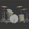 Professional Acoustic Drum Set With Bass Snare Tom Drums And Cymbal Stands