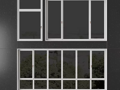 Modern Casement Windows With White Frames And Glass Panels For Building Exterior 3d model