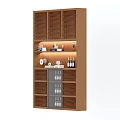 Modern Wooden Wine Cabinet With Multiple Shelves Built in Lighting And Storage Compartments