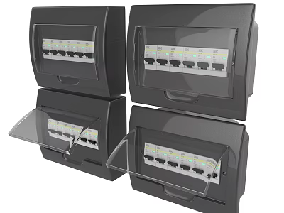 Industrial Network Switches With Black Housing Multiple Ports And Open Transparent Covers 3d model