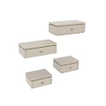 Set Of Beige Drawer Storage Boxes With Lid And Handle For Home Organization