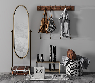 Industrial LOFT hook decorative rack clothes 3d model