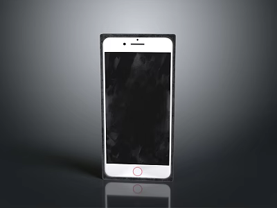 Sleek White Frame Smartphone With Black Screen And Circular Home Button On Black Background 3d model