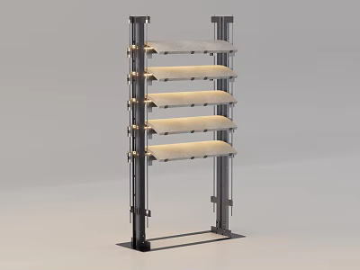 Contemporary Floor Lamp With Metal Frame Multiple Curved Fabric Shades And Stable Base 3d model