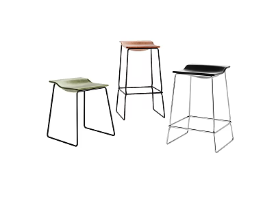 Modern Bar Stools With Metal Frame And Green Brown Black Seats For Kitchen Island 3d model