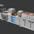 Commercial Kitchen Stainless Steel Workstation With Oven Food Display Condiment Racks And Storage Cabinets
