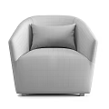 Modern Brown Leather Accent Chair With Armrests And Light Colored Cushion 3d model