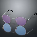 Fashionable Silver Frame Sunglasses With Purple Lenses And Black Temple Design