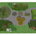 Diverse Ground Cover Plants In Garden With Gravel Path And Colorful Flowers