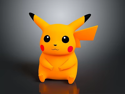 Cute Pikachu Character With Yellow Fur Black Tipped Ears Red Cheeks And Big Eyes 3d model