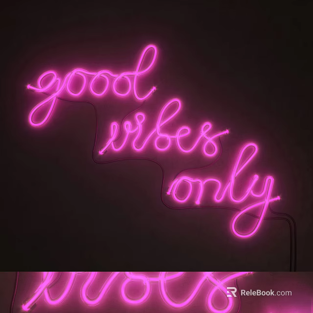 Outdoor Pink Neon Light with Good Vibes Only Design for Decorative Wall Decoration 3d model 